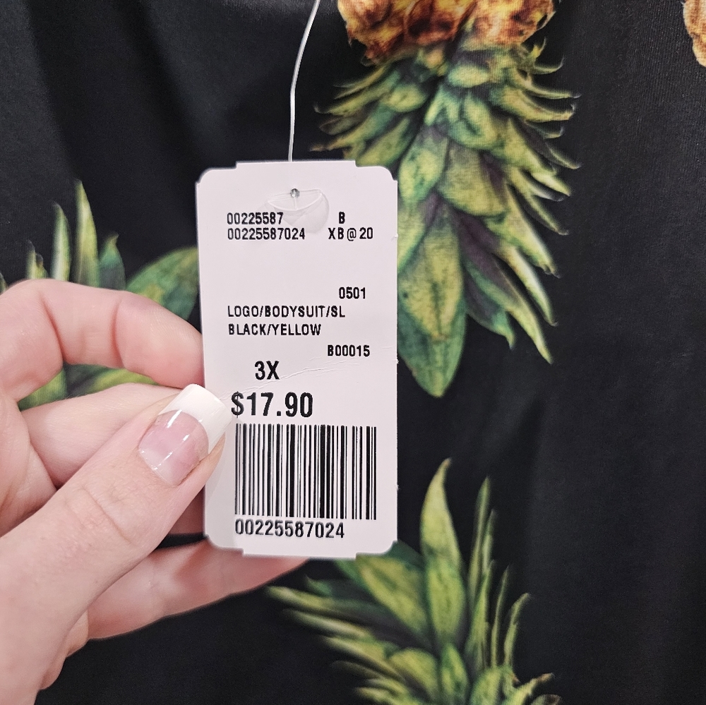 Forever 21 Black Pineapple Print One Piece Swimsuit - Picture 3 of 7